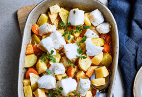 Torsk og sei i form sett ovenfra