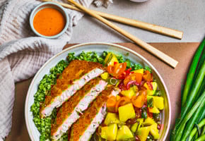 Bowl med brokkoliris og Sprø Torsk